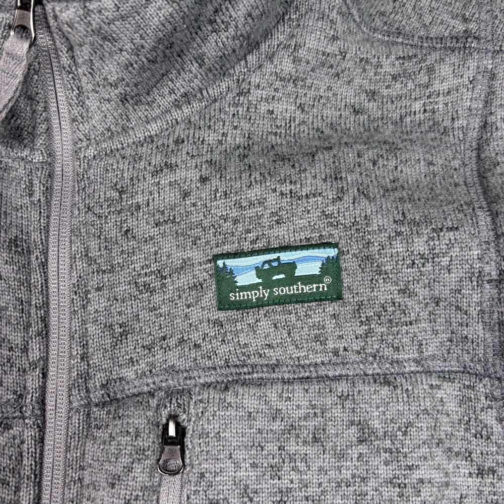 Simply Southern Sweater Vest Men's Large Gray Preppy Fleece Lined Golf Pockets - Picture 2 of 6